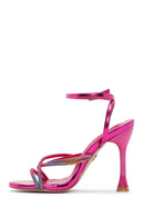 Women's Pink Ankle Strap Stone Heeled Sandals | Derimod