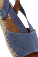 Women's Navy Blue Leather Sandals | Derimod