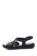 Women's Black Leather Comfort Sandals | Derimod