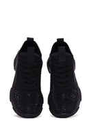 Women's Black Stone Thick Soled Sneaker | Derimod