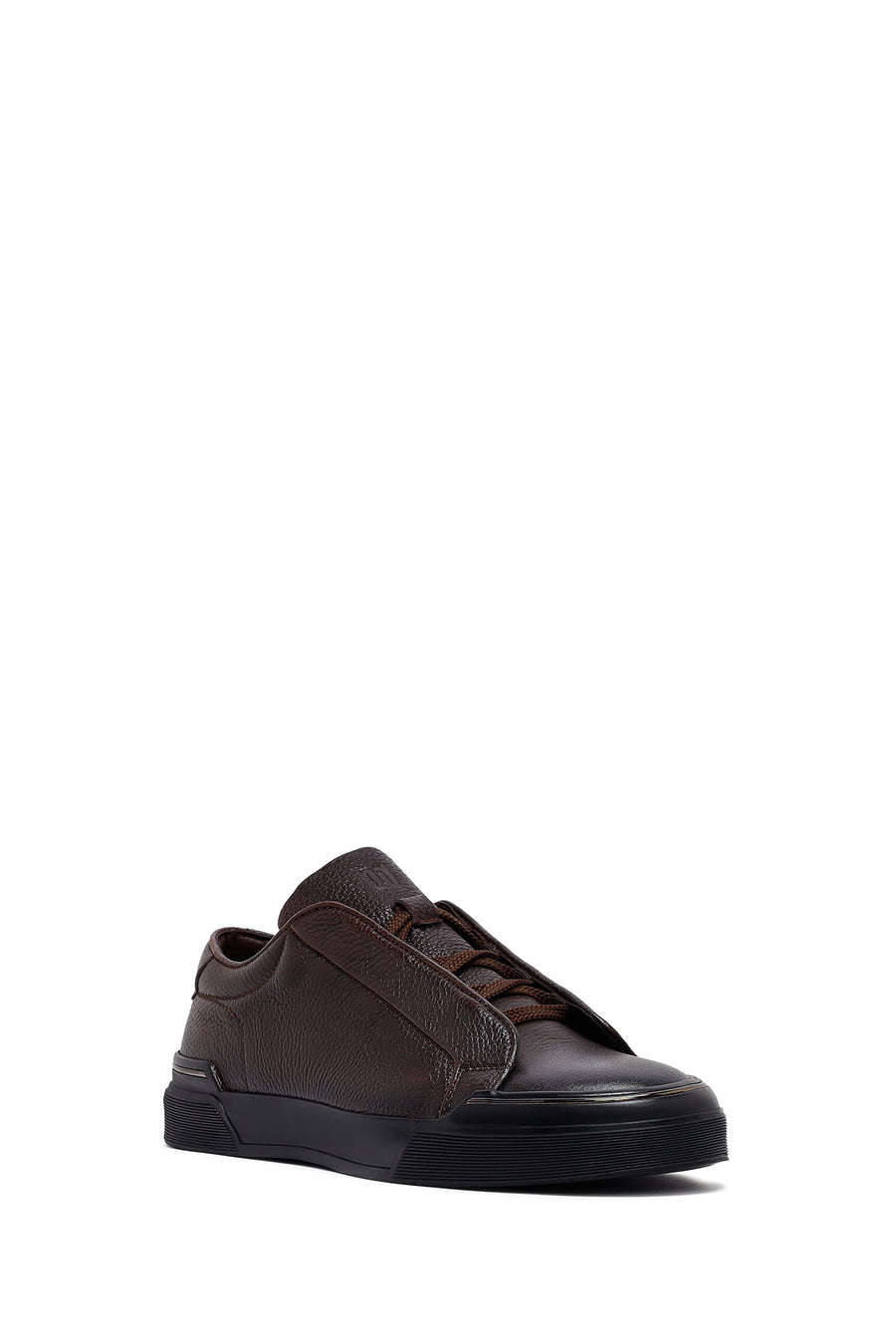 Men's Brown Lace-Up Leather Sneakers