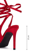 Women's Red Ankle Strap Satin Heeled Shoes | Derimod
