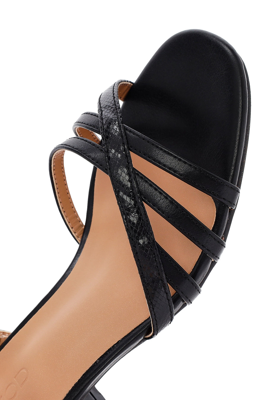 Women's Black Ankle Buckle Thick Heel Sandals