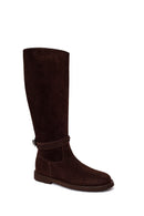 Woman Brown Buckle-Detail Suede Boots | Derimod