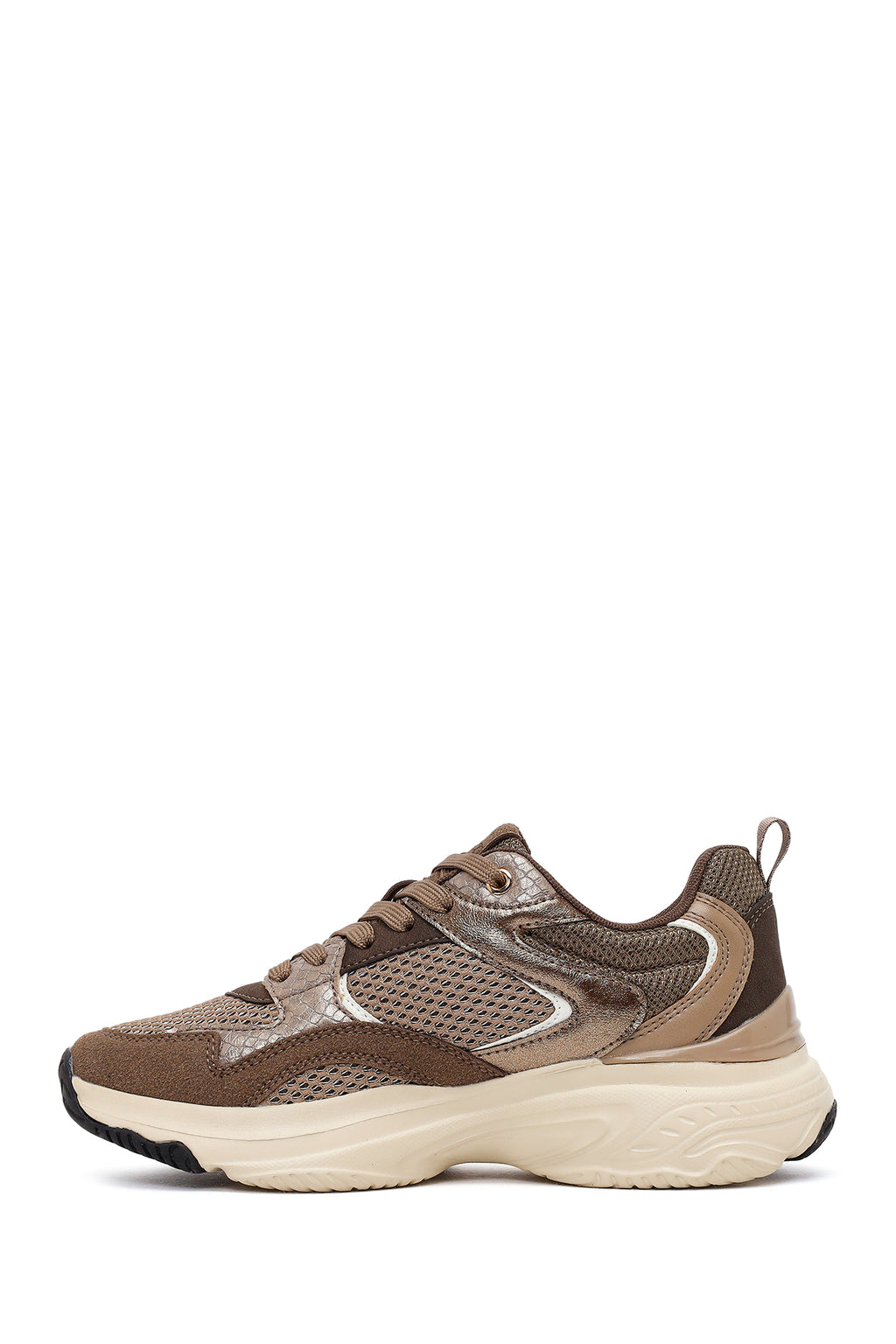 Kadın Bronz Bağcıklı Kalın Tabanlı Sneaker