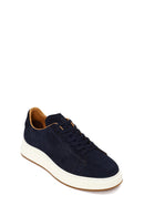 Erkek Lacivert Bağcıklı Kalın Tabanlı Süet Deri Sneaker | Derimod