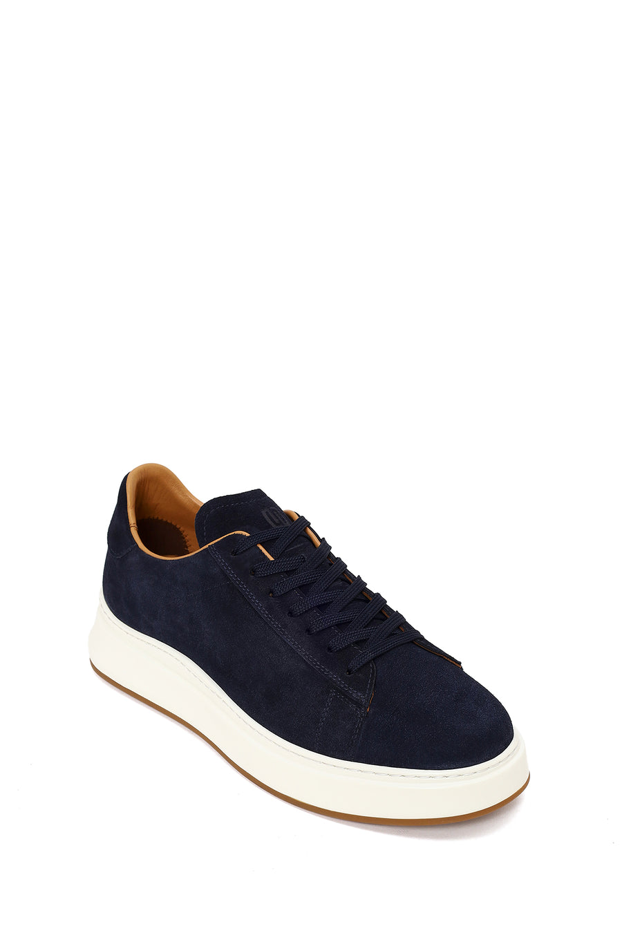 Erkek Lacivert Bağcıklı Kalın Tabanlı Süet Deri Sneaker