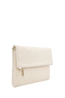 Women's Cream Long Chain Strap Straw Clutch Bag | Derimod