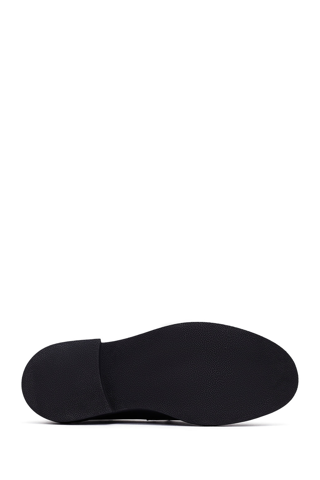 Kadın Siyah Tokalı Deri Maskülen Loafer