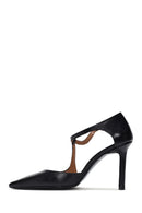 Women's Black Leather Thin Heeled Shoes | Derimod