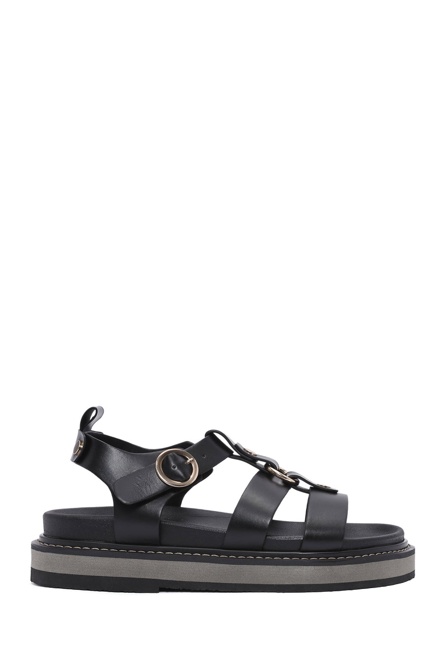Women's Black Ankle Strap Thick Soled Sandals 25SFE401418 | Derimod