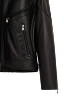Vanessa Women's Black Shirt Collar Short Oversize Leather Jacket | Derimod