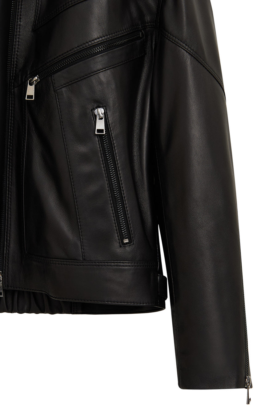 Vanessa Women's Black Shirt Collar Short Oversize Leather Jacket