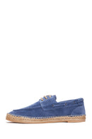 Men's Blue Suede Leather Espadrilles | Derimod
