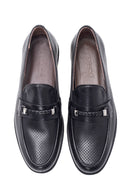 Erkek Syah Deri Delikli Casual Loafer | Derimod