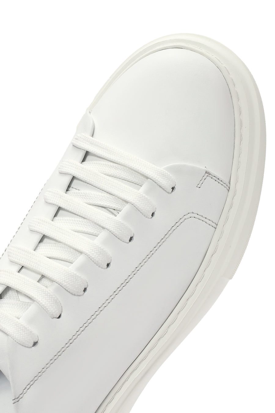 Erkek Beyaz Bağcıklı Deri Sneaker