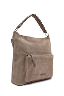 Women's Gray Short and Long Strap Suede Shoulder Bag | Derimod