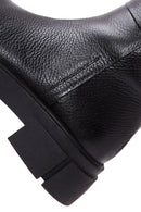 Women's Black Zippered Leather Boots | Derimod