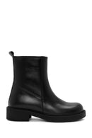 Women's Black Zippered Leather Boots | Derimod