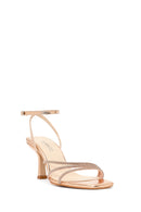 Women's Pink Ankle Strap Stone Thin Heel Sandals | Derimod