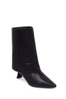 Woman Black Heeled Leather Boots | Derimod