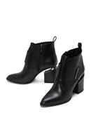 Women's Black Leather Heeled Boots | Derimod