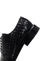 Men's Black Lace-Up Knitted Leather Classic Shoes | Derimod