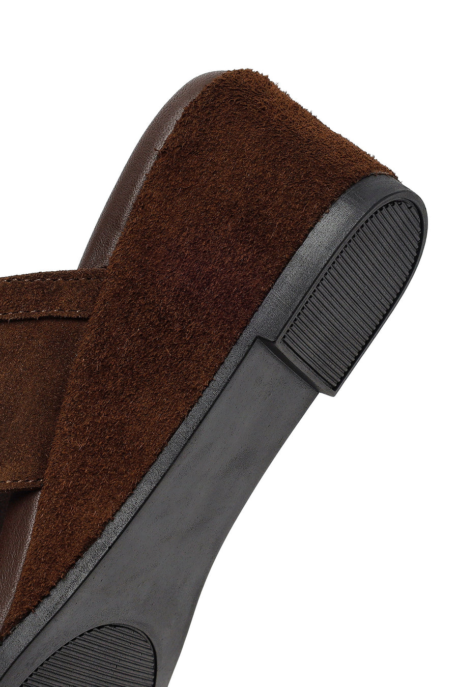 Women's Brown Platform Suede Leather Slippers