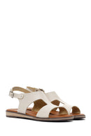 Women's Beige Ankle Strap Leather Bodrum Sandals | Derimod