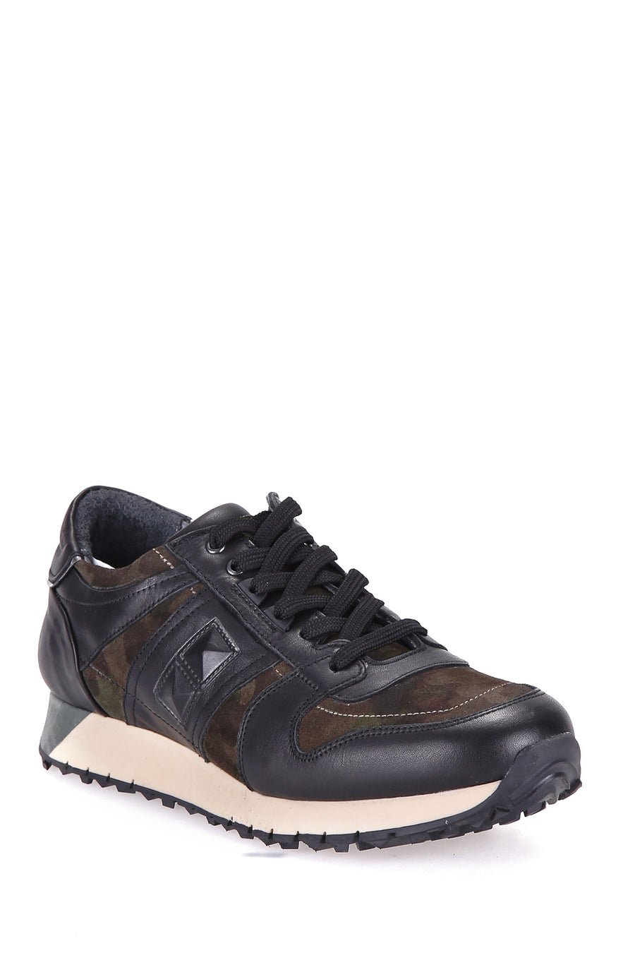 Camouflage Patterned Men's Leather Sneaker