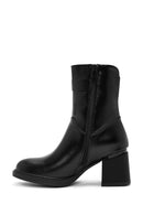 Women's Black Zippered Chunky Heel Boots | Derimod