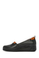 Kadın Siyah Dolgu Topuklu Deri Comfort Loafer | Derimod