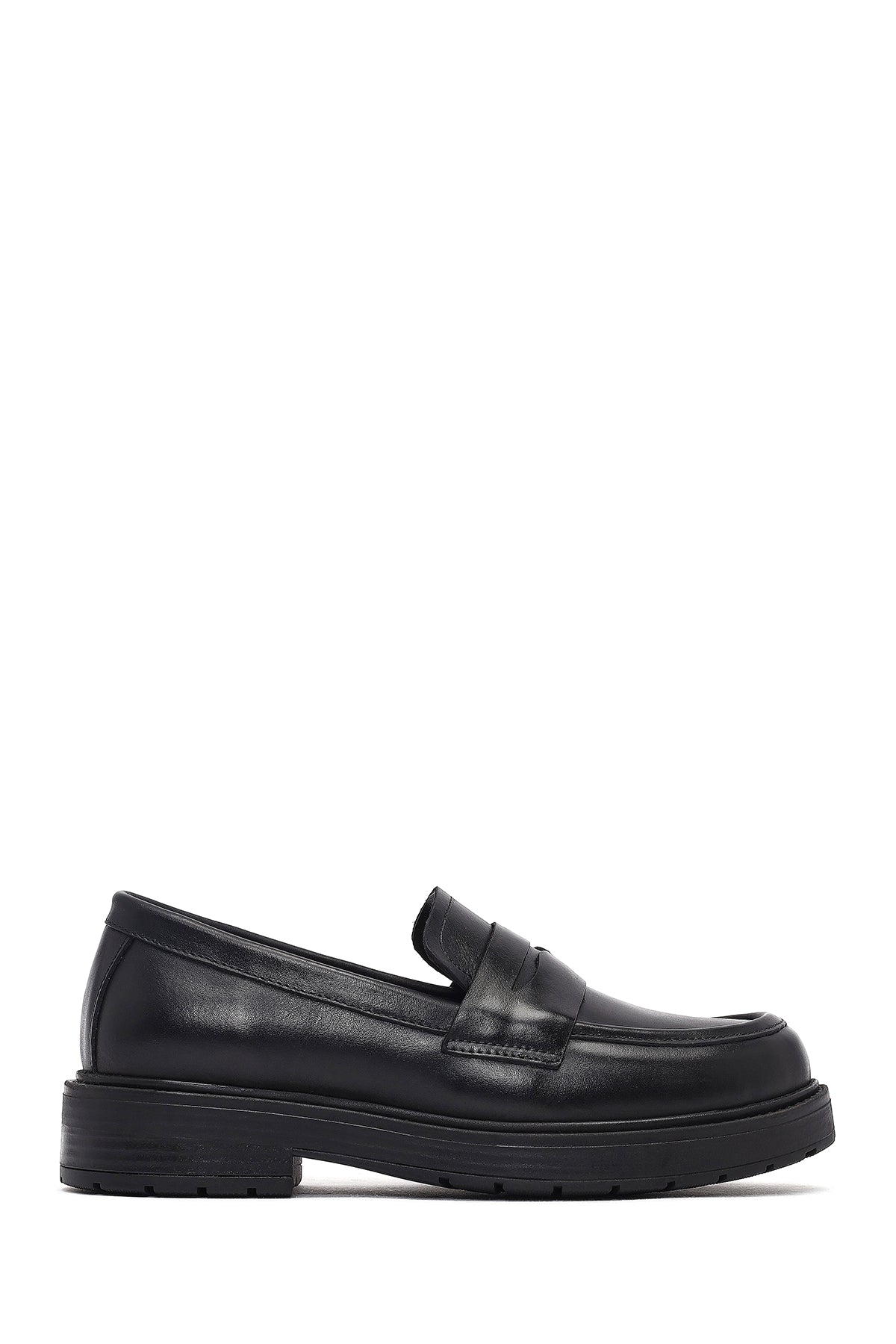 Kadın Siyah Kalın Tabanlı Deri Maskülen Loafer AF190003DV | Derimod
