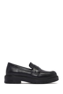 Kadın Siyah Kalın Tabanlı Deri Maskülen Loafer | Derimod