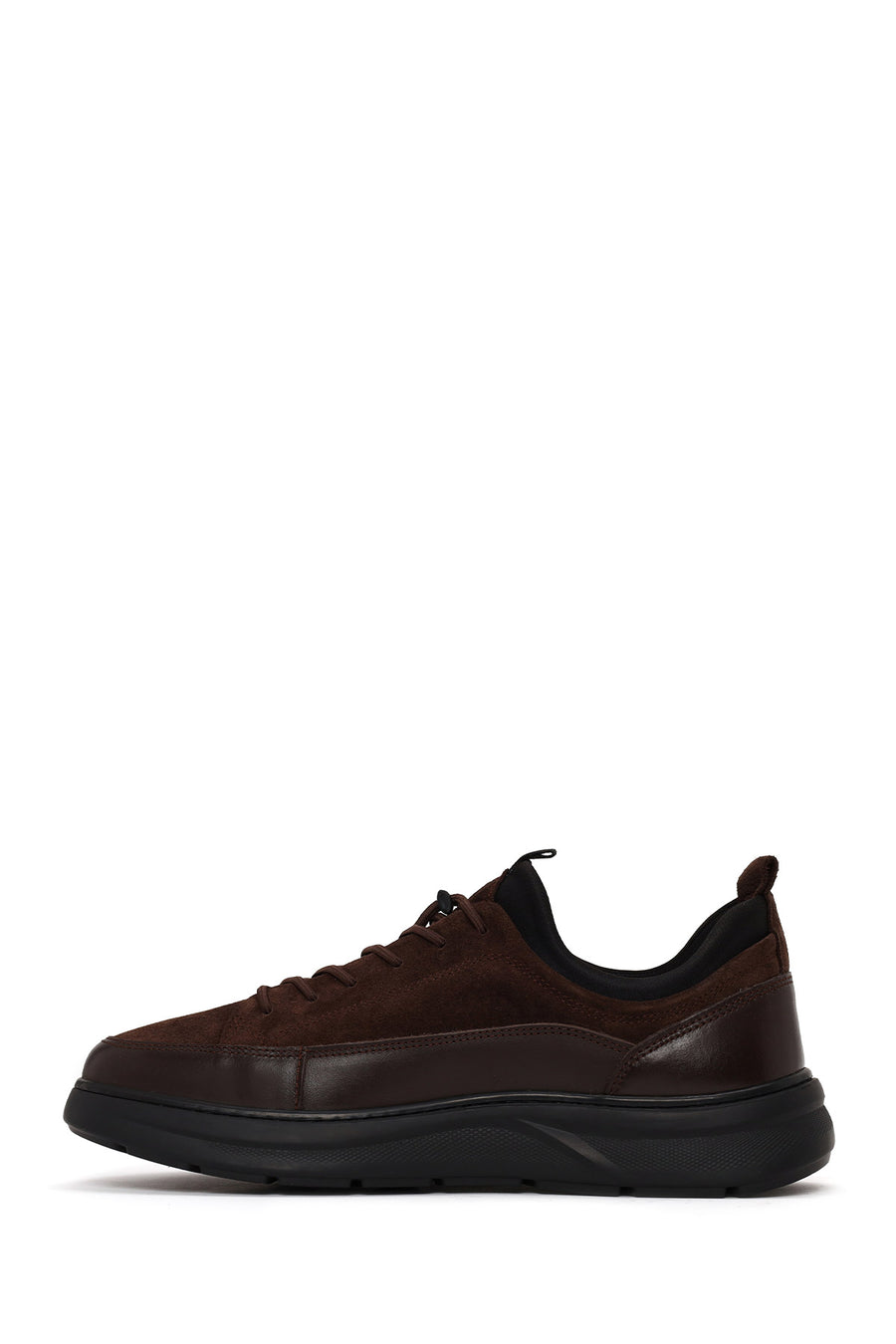 Male Brown Lace-Up Thick-Soled Leather Sneaker