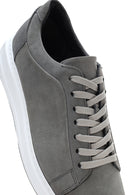 Men's Gray Nubuck Leather Sneaker | Derimod