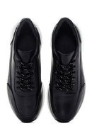 Men's Black Thick Soled Leather Sneaker | Derimod