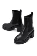 Women's Black Leather Heeled Chelsea Boots | Derimod