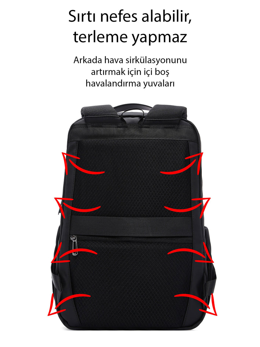 D-Pack Unisex Black Technological Fabric Hardcase Backpack