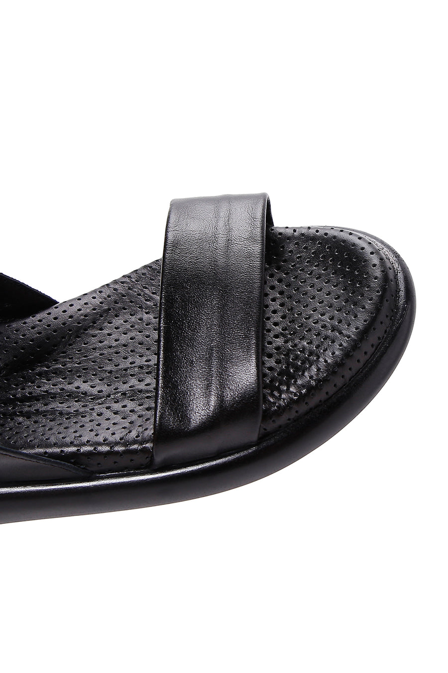 Kadın Siyah Deri Comfort Sandalet
