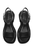 Women's Black Leather Ankle Buckle Sandals | Derimod