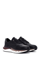 Men's Black Lace-up Thick-Sole Leather Casual Sneaker | Derimod