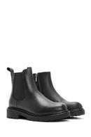 Women's Black Zippered Leather Chelsea Boots | Derimod