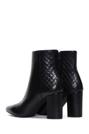 Women's Black Heeled Zippered Casual Leather Boots | Derimod