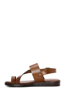 Women's Tan Ankle Strap Leather Bodrum Sandals | Derimod