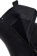 Woman Black Zip Closure Thick-Heeled Leather Boots | Derimod