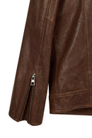 Luka Male Brown Slim-Fit Leather Jacket | Derimod