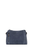 Woman Blue Long-Strap Suede Crossbody Bag | Derimod