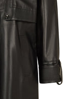 Celine Woman Black A-Line Hooded Leather Coat | Derimod