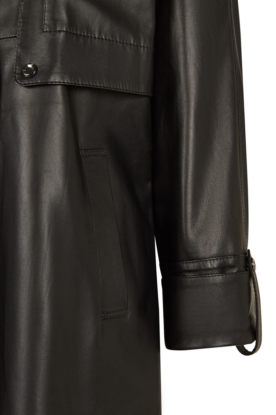 Celine Woman Black A-Line Hooded Leather Coat